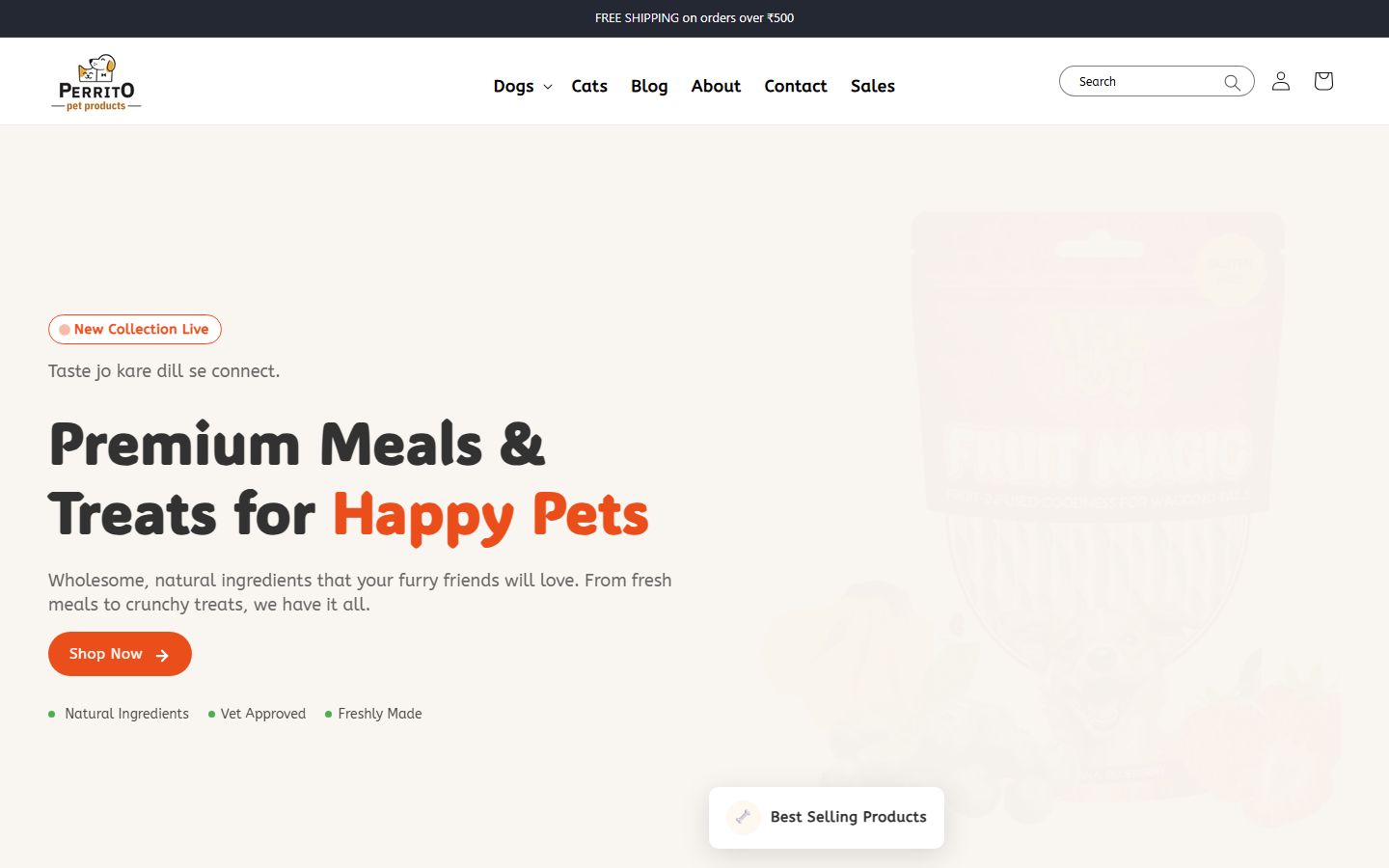 Perrito Pet Products homepage