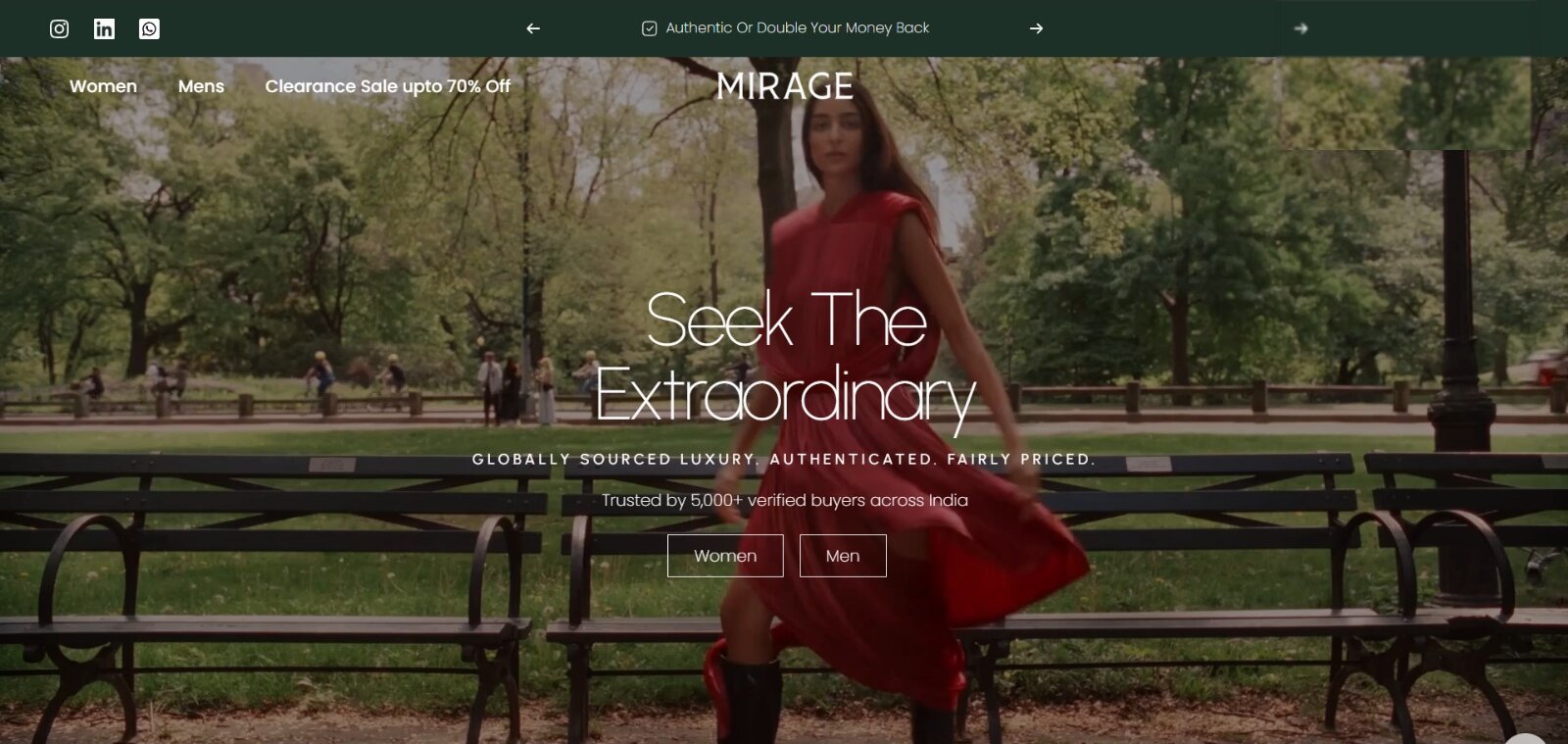 The Mirage Store homepage